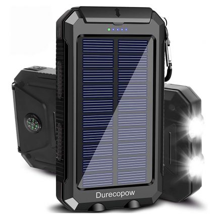 Durecopow Solar Charger, 20000mAh Portable Outdoor Waterproof Solar Power Bank