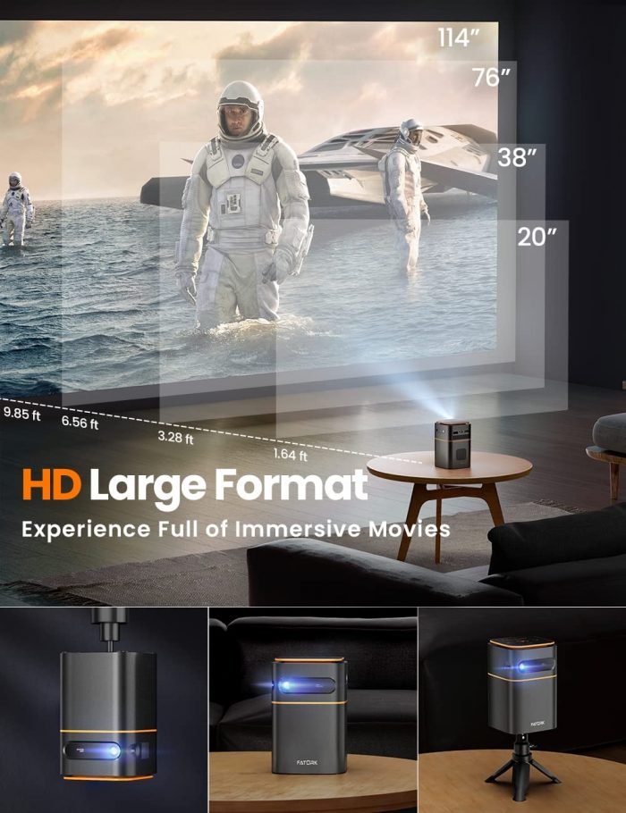 FATORK Mini Projector, 5G WiFi DLP Smart Portable Movie Projectors - Image 2