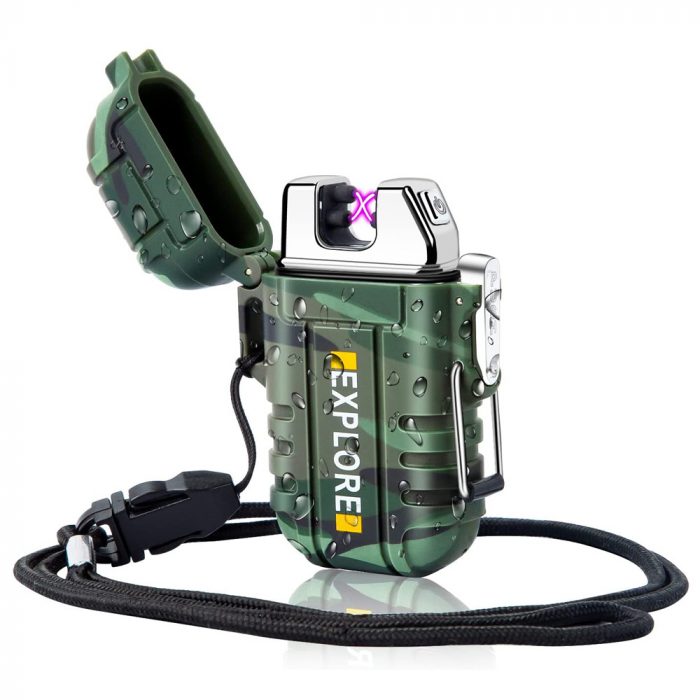 LcFun Waterproof Lighter Outdoor Windproof Lighter Dual Arc Lighter Electric Lighters - Image 1