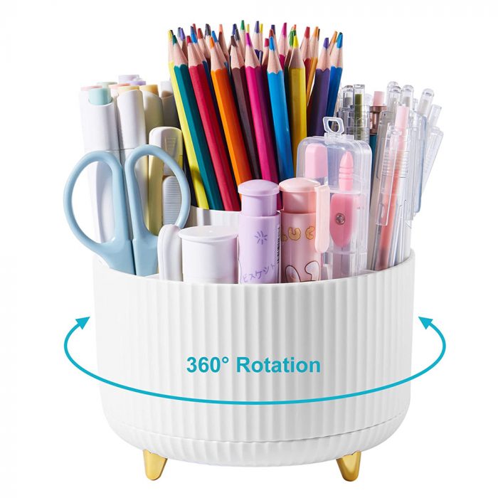 Lolocor Desk Pencil Pen Holder, 5 Slots 360° Degree Rotating Pen Organizer - Image 1