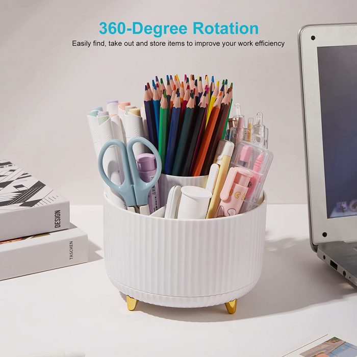 Lolocor Desk Pencil Pen Holder, 5 Slots 360° Degree Rotating Pen Organizer - Image 2