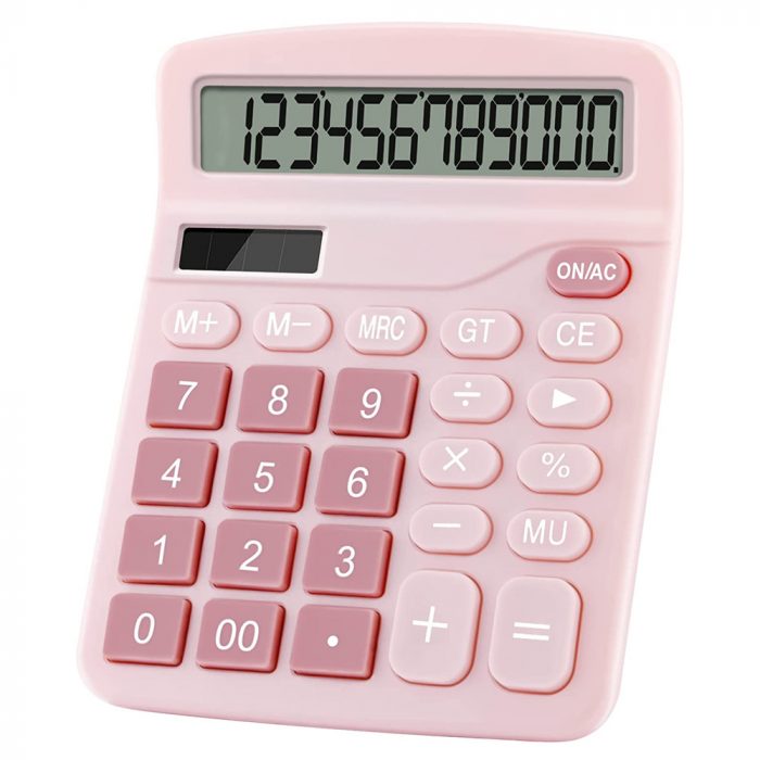 Office Desk Calculator 12 Digits (Pink) - Image 1