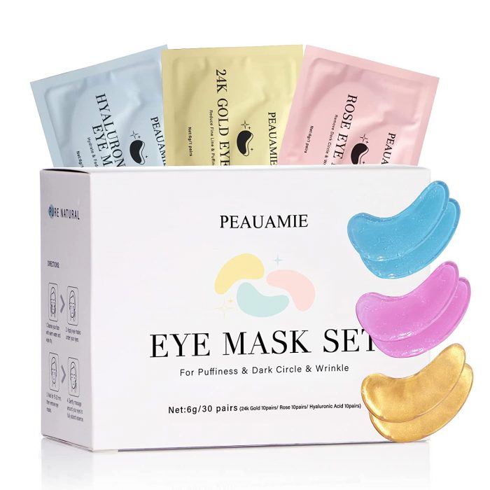 PEAUAMIE Under Eye Patchs (30 Pairs) Gold Eye Mask - Image 1
