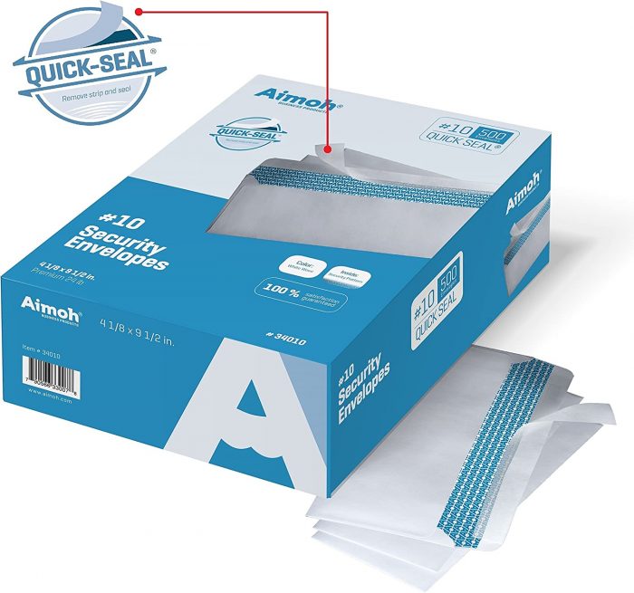 Security Self-Seal Envelopes, Windowless Design, Premium Security Tint Pattern - Image 2