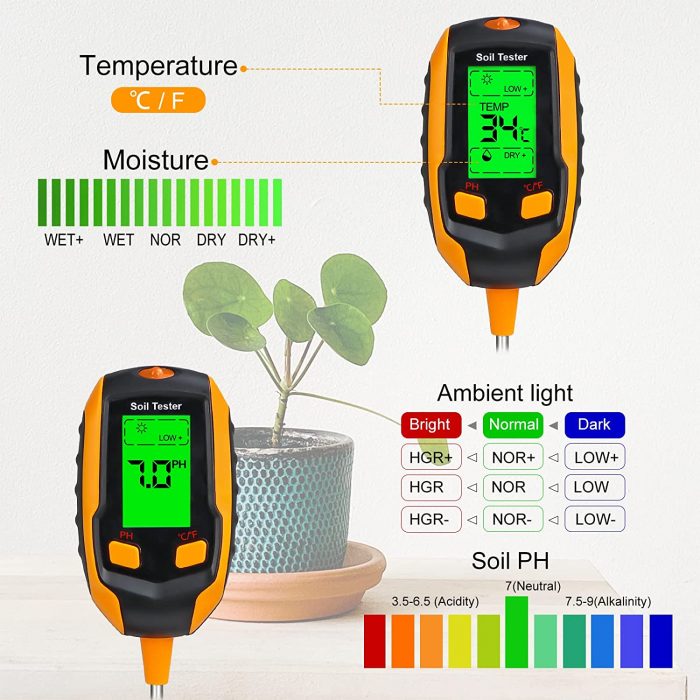 4-in-1 Soil Moisture Meter ,Digital Plant Temperature - Image 1