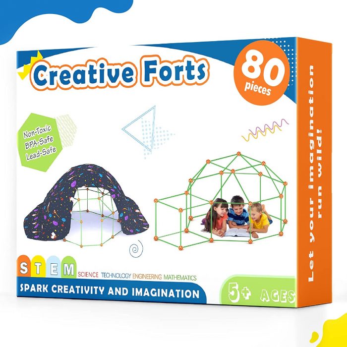 Tiny Land Kids-Fort-Building-Kit-80 Pieces-Creative Fort Toy - Image 1